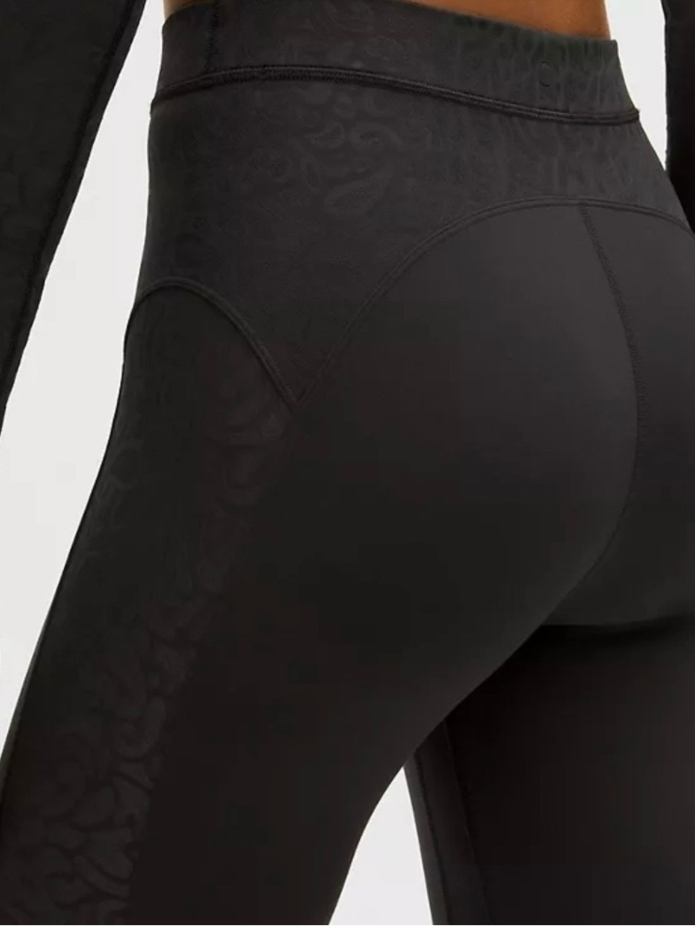 Lululemon Paisley Sheer Lace Jacquard Panelled High-Rise Tight 25" Sz 4 BLK - Picture 4 of 7